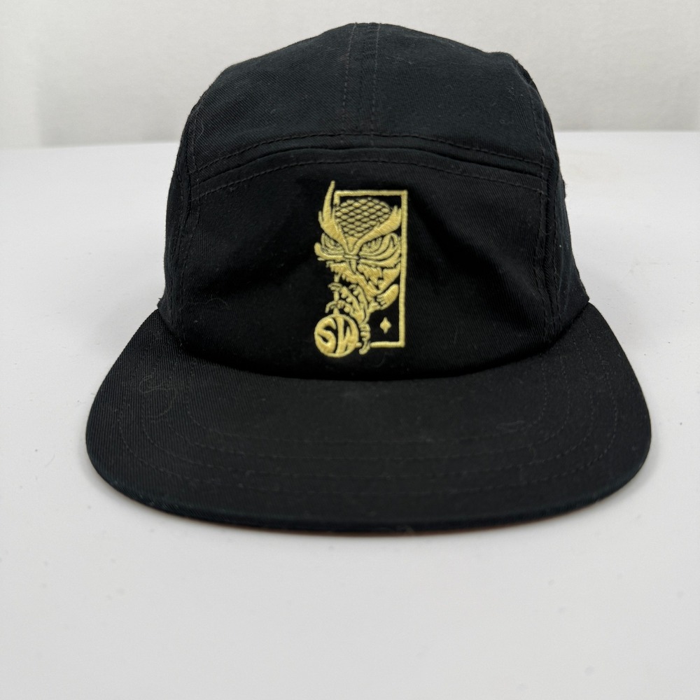 Smartwool 5 Panel Hat Mens OSFA Black‎ Gold Owl Graphic Adjustable Camper Cap